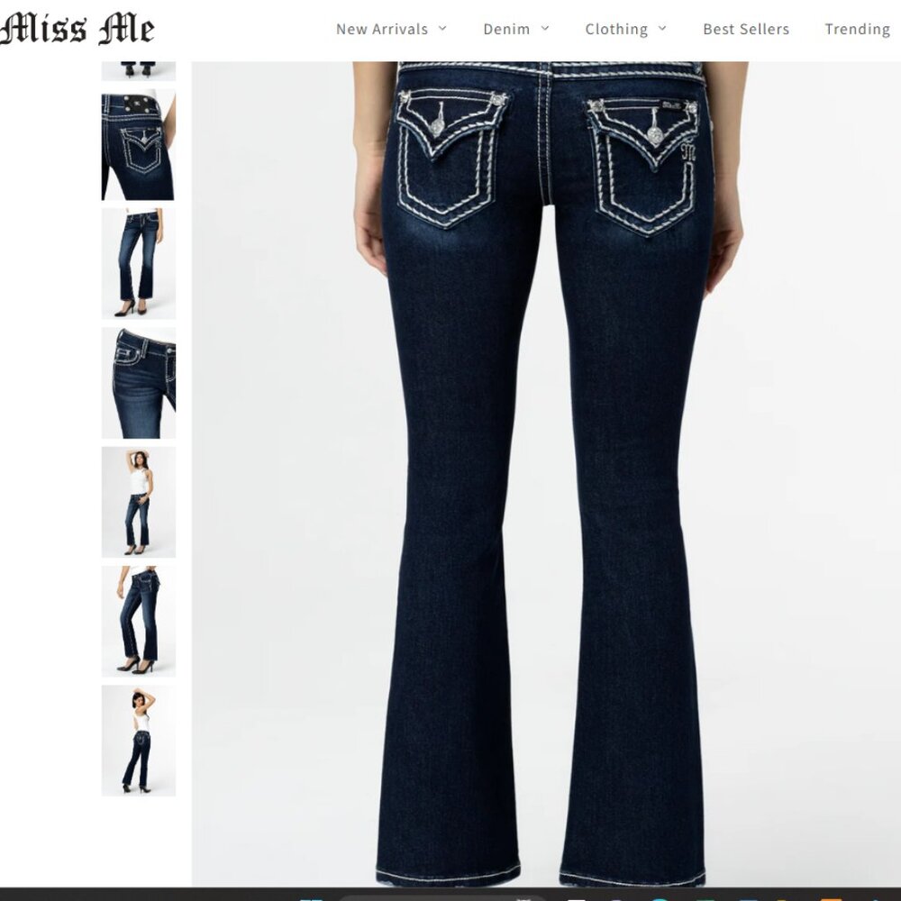 Miss Me Loose Saddle Stitch Border Bootcut Jeans, Size 29 X 34 Never Worn